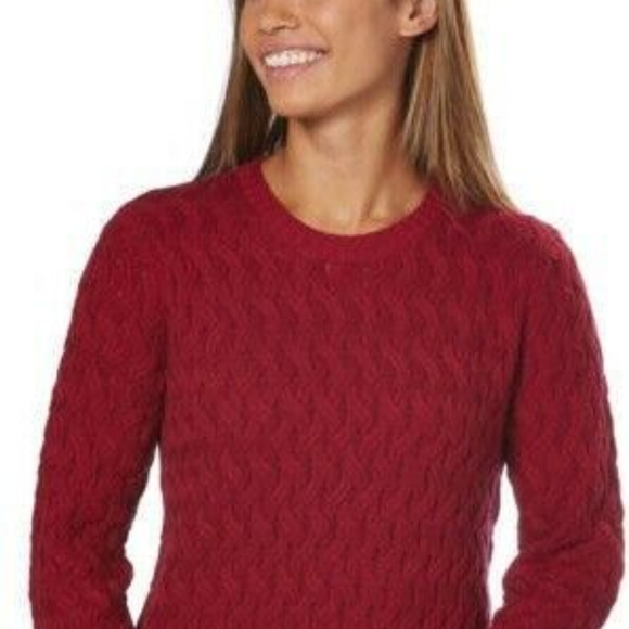 Jeanne Pierre Women Fisherman Knit Sweater Red - Picture 2 of 7